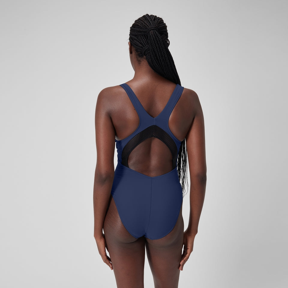Solid Scoop with Mesh Swimsuit Blue | Speedo