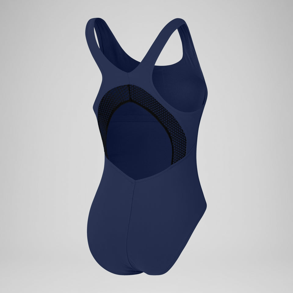 Solid Scoop with Mesh Swimsuit Blue | Speedo