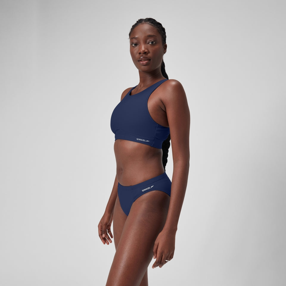 Solid Bikini Top with Mesh Blue | Speedo
