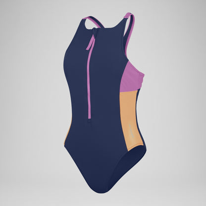Colourblock Zip Swimsuit Blue | Speedo