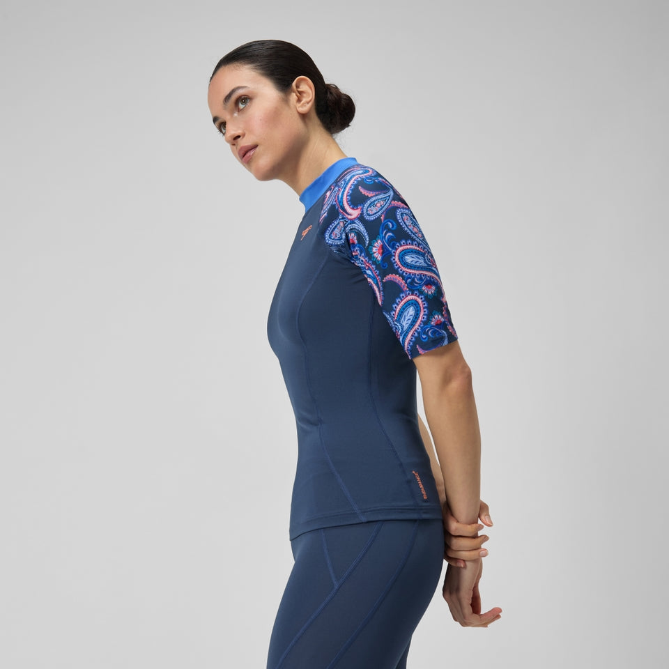 Printed Short Sleeve Rash Top Navy/Blue | Speedo