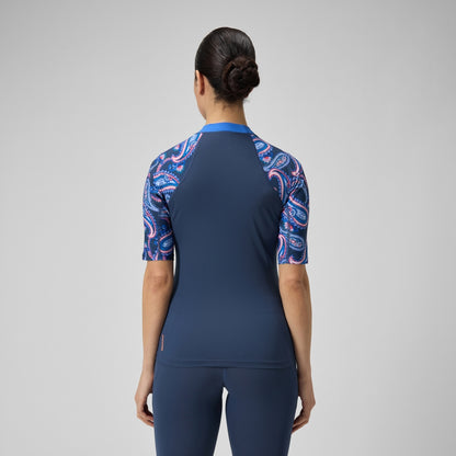 Printed Short Sleeve Rash Top Navy/Blue | Speedo