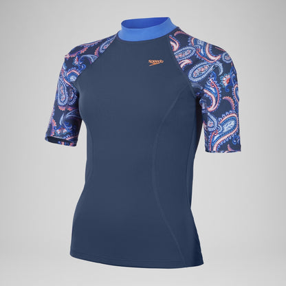 Printed Short Sleeve Rash Top Navy/Blue | Speedo