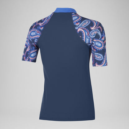 Printed Short Sleeve Rash Top Navy/Blue | Speedo