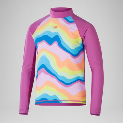 Girls' Printed Long Sleeve Rash Top Pink | Speedo