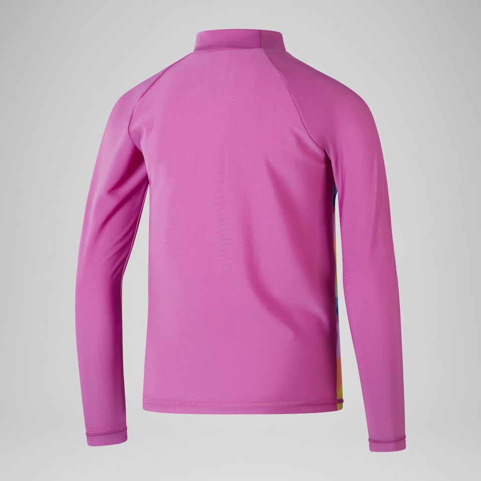 Girls' Printed Long Sleeve Rash Top Pink | Speedo