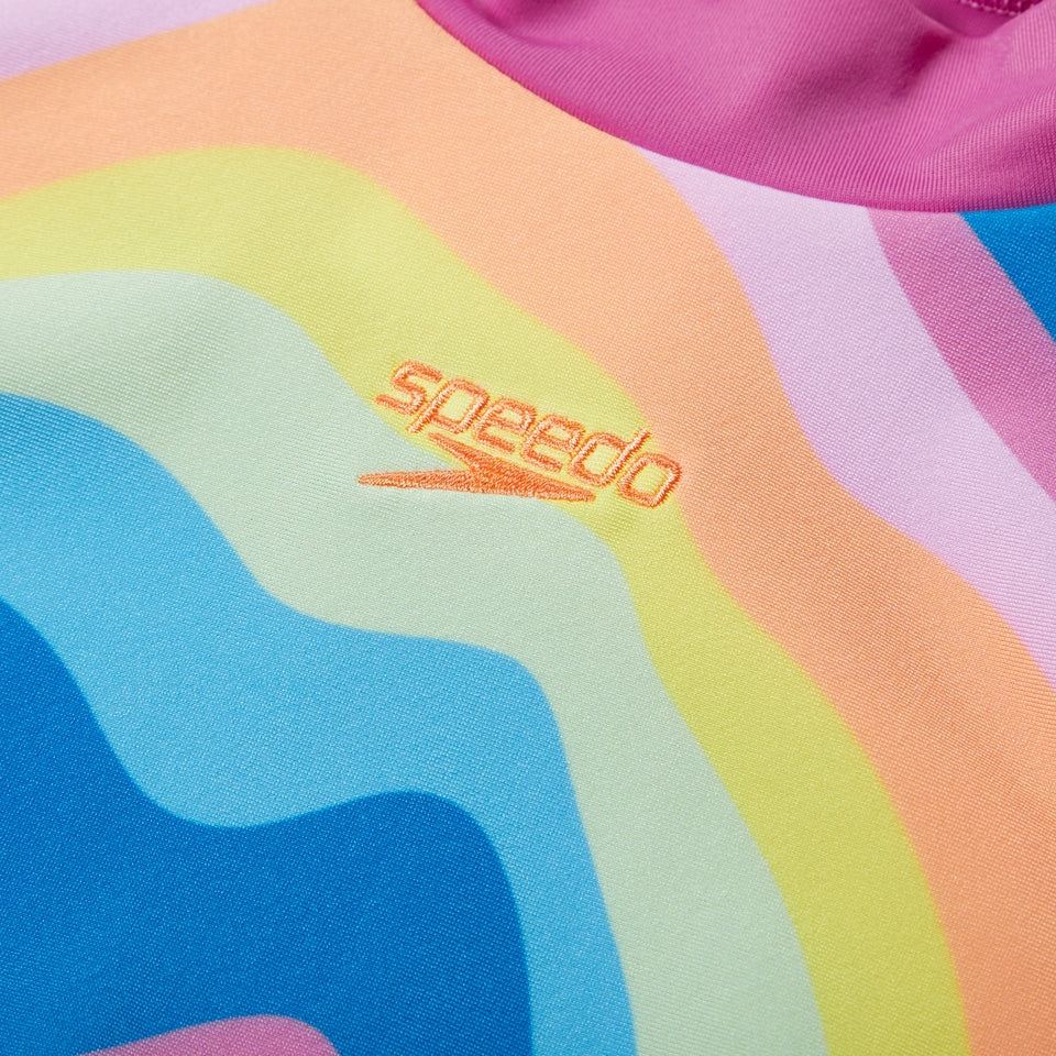 Girls' Printed Long Sleeve Rash Top Pink | Speedo