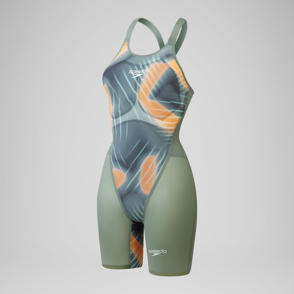 Fastskin LZR Pure Valor 2.0 Openback Kneeskin Green/Orange | Speedo