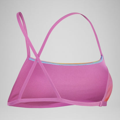 Club Training Allover Digital Cross Back Crop Top Bikini Top Pink/Yellow | Speedo