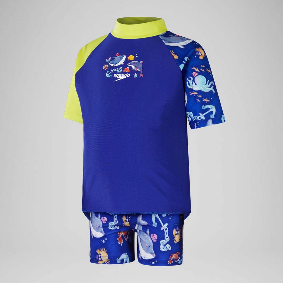 Boys' Digital Short Sleeve Rash Top Blue | Speedo