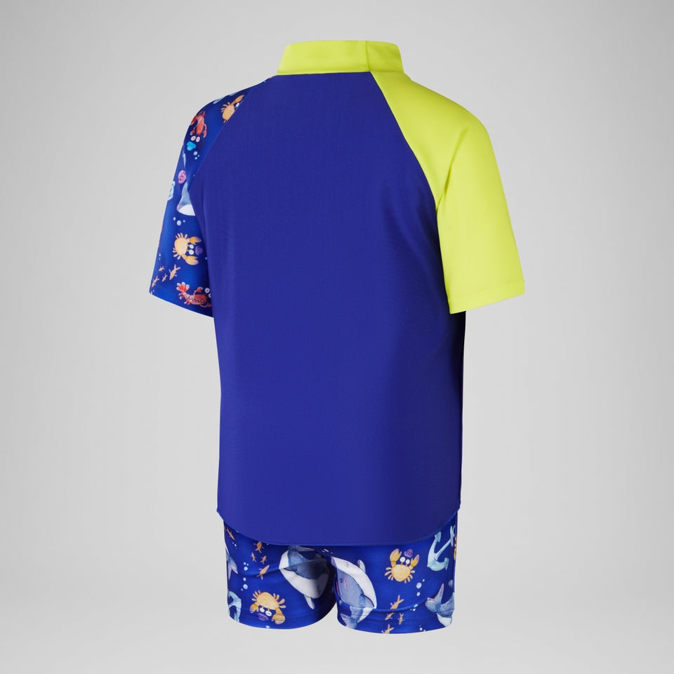 Boys' Digital Short Sleeve Rash Top Blue | Speedo