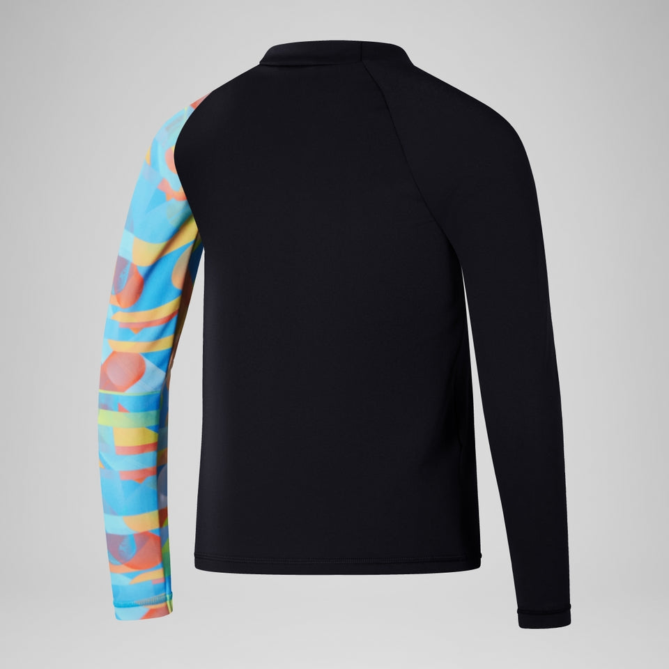 Boys' Digital Long Sleeve Rash Top Black/Blue | Speedo