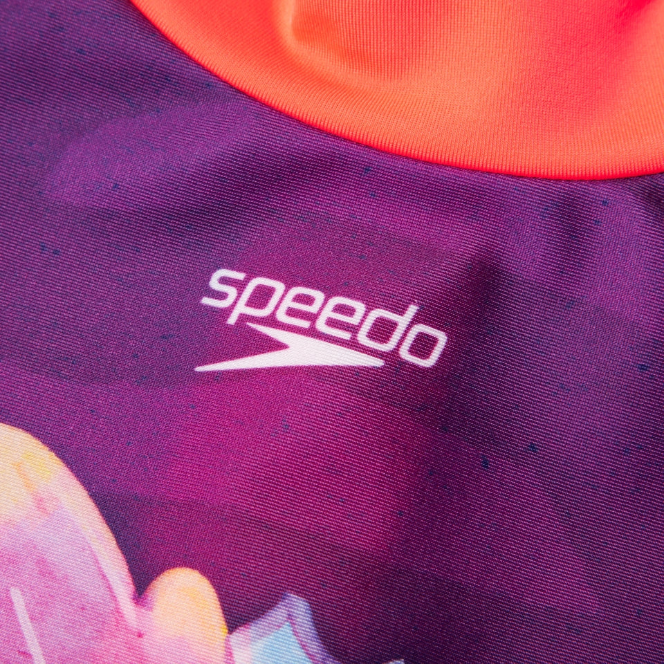 Girls' Digital Long Sleeve Frill Swimsuit Purple/Pink | Speedo
