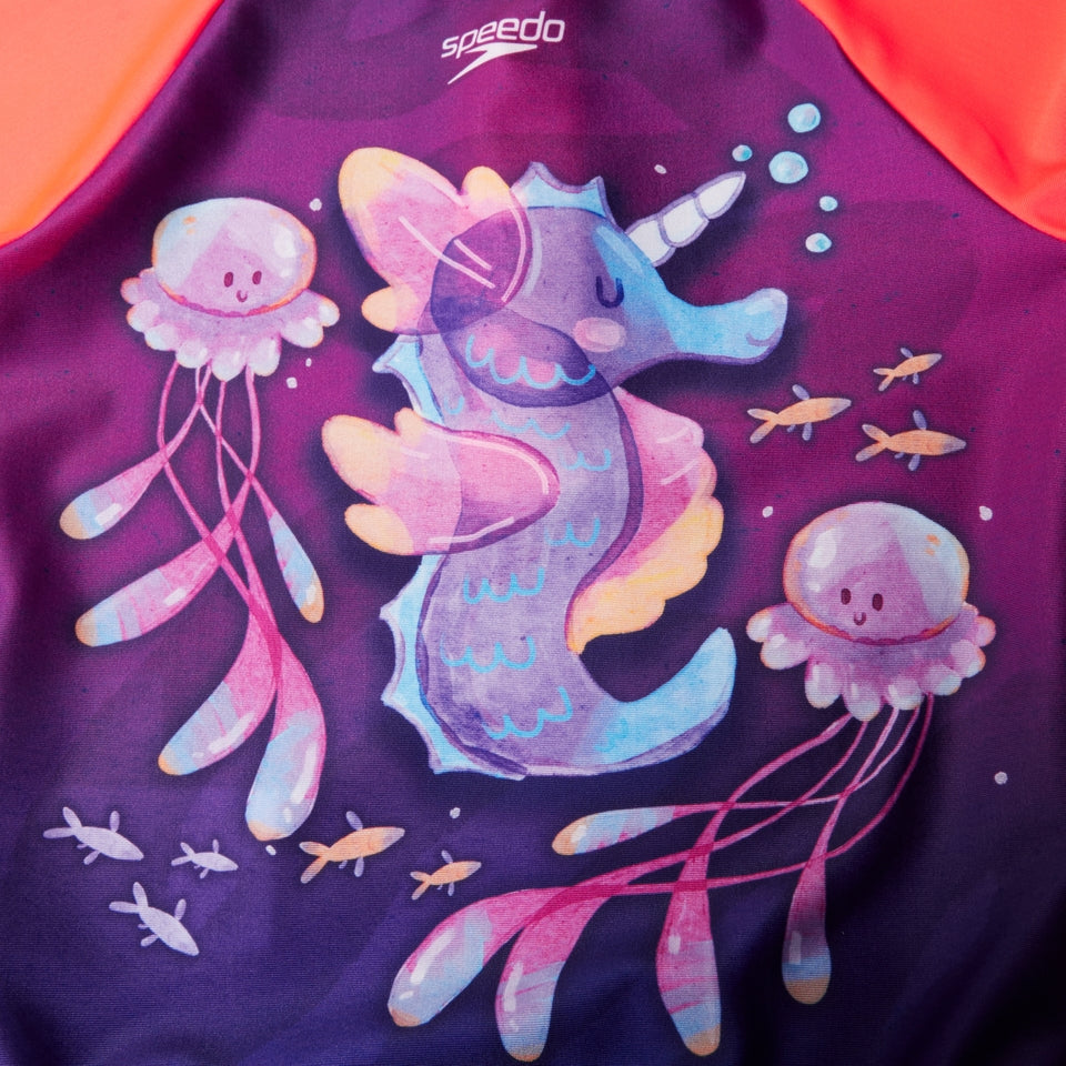 Girls' Digital Long Sleeve Frill Swimsuit Purple/Pink | Speedo