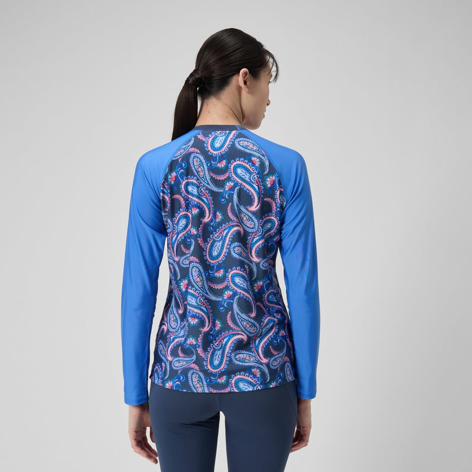 Printed Long Sleeve Swim Tee Navy/Blue | Speedo
