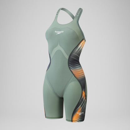 Fastskin LZR Pure Intent 2.0 Openback Kneeskin Green/Orange | Speedo