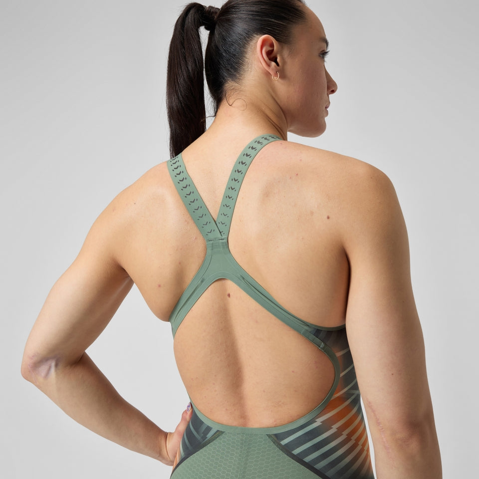 Fastskin LZR Pure Intent 2.0 Openback Kneeskin Green/Orange | Speedo