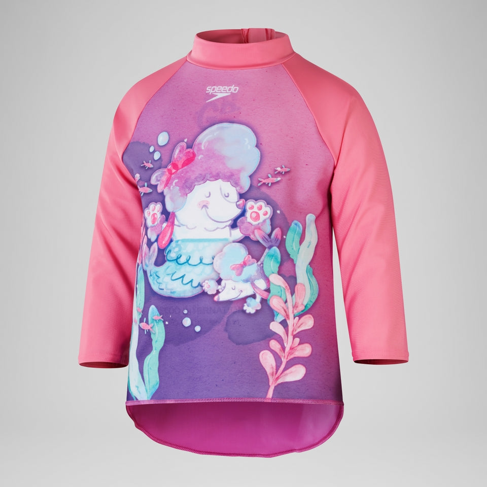Girls' Digital Long Sleeve Rash Top Pink/Purple | Speedo