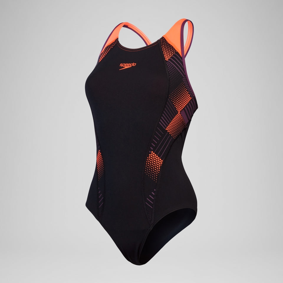 Placement Laneback Swimsuit Black/Red | Speedo