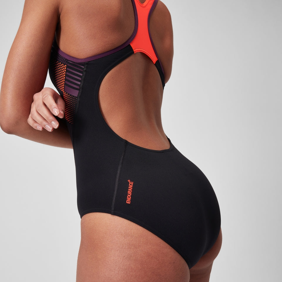 Placement Laneback Swimsuit Black/Red | Speedo