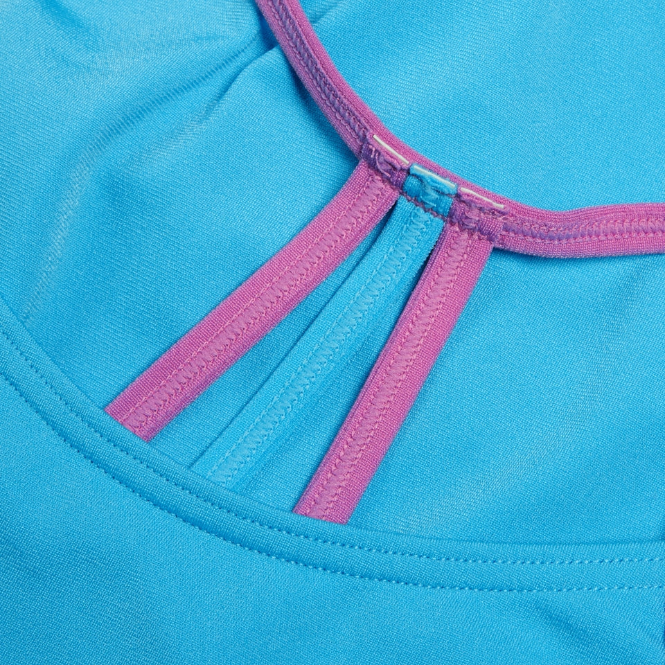 Girls' Club Training Solid Lane Line Back Swimsuit Blue | Speedo