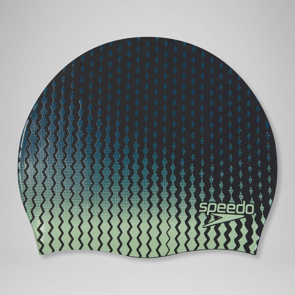 Printed Silicone Cap Black/Green | Speedo