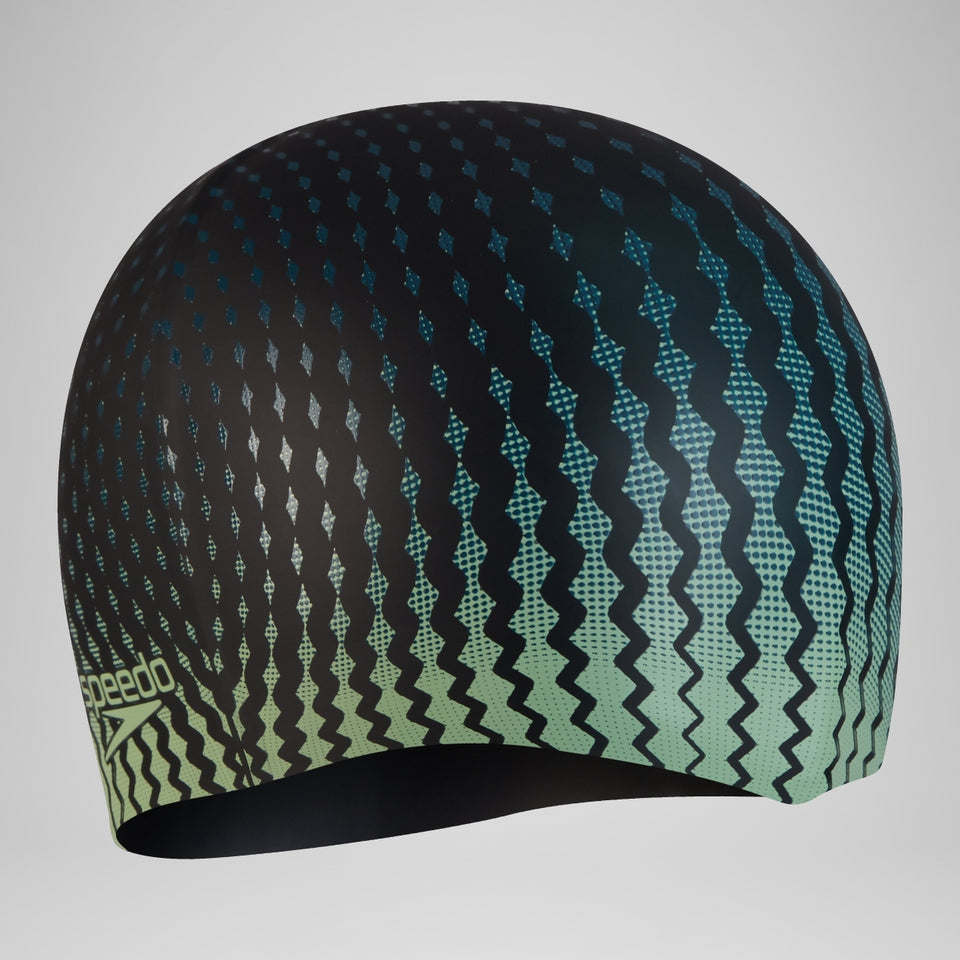 Printed Silicone Cap Black/Green | Speedo