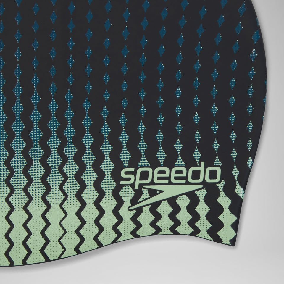 Printed Silicone Cap Black/Green | Speedo