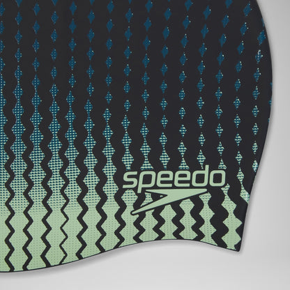 Printed Silicone Cap Black/Green | Speedo