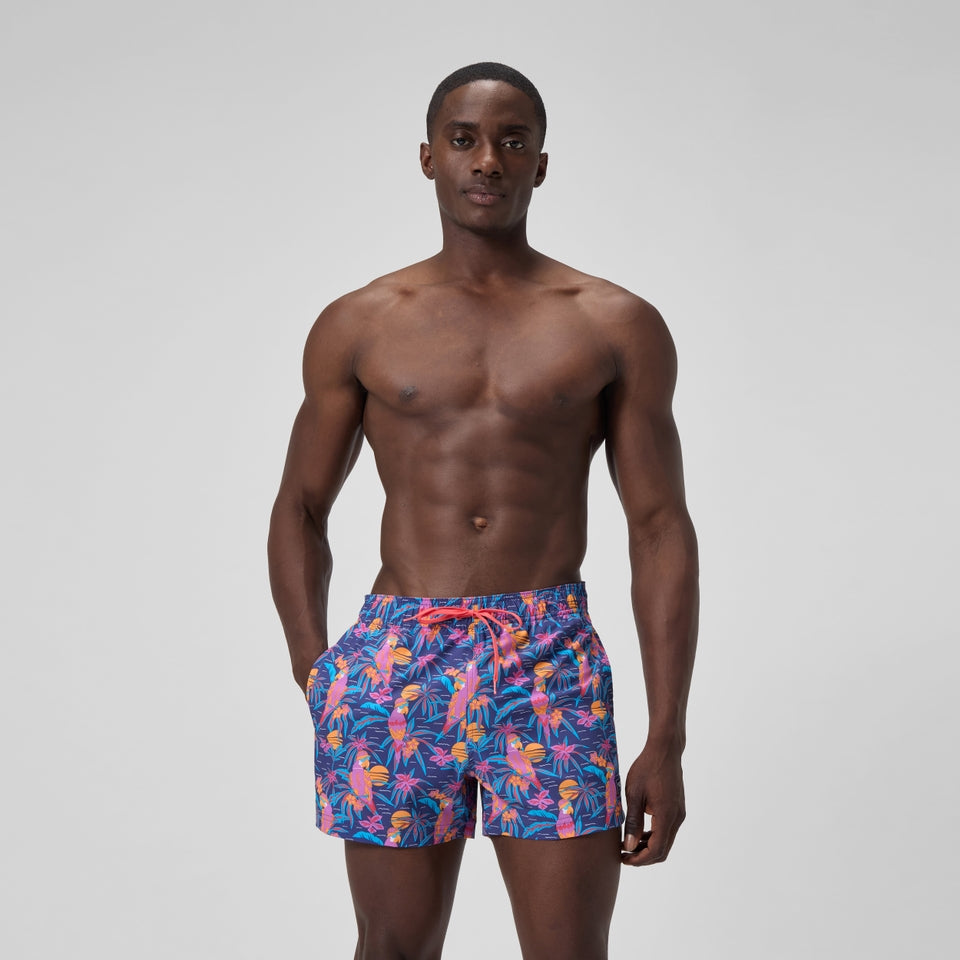 Mens Printed 14'' Redondo Edge Swim Shorts Blue/Pink | Speedo