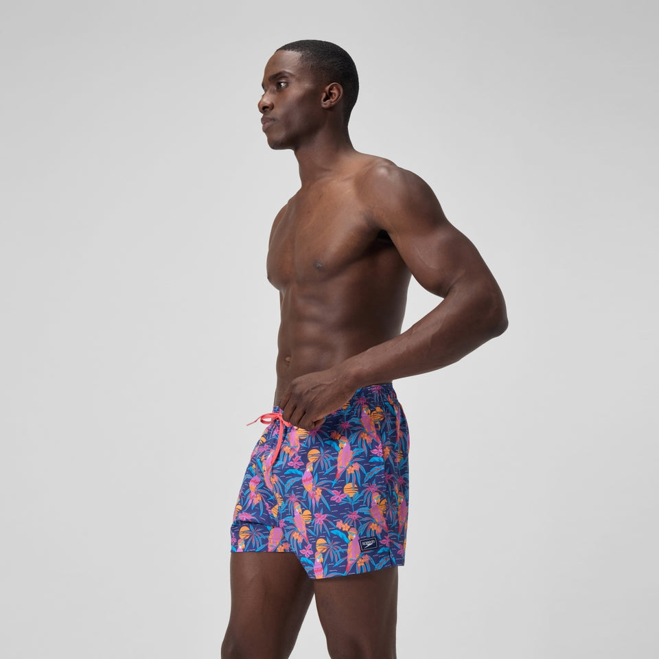 Mens Printed 14'' Redondo Edge Swim Shorts Blue/Pink | Speedo