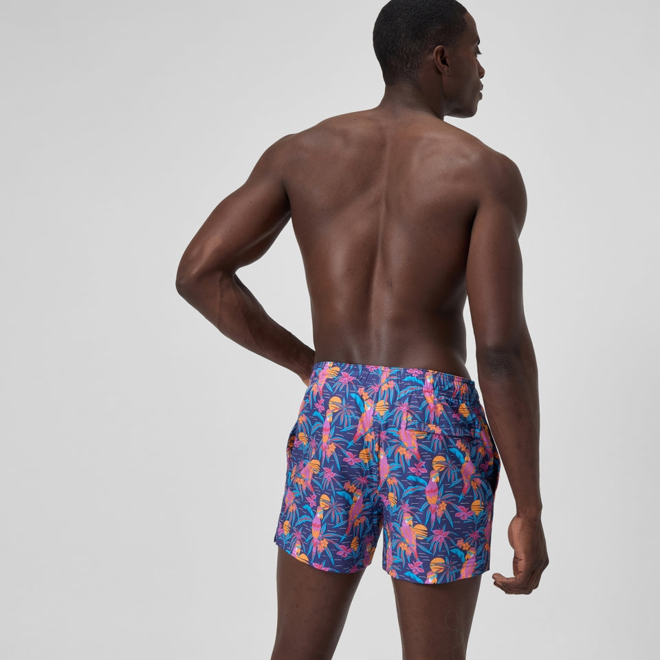 Mens Printed 14'' Redondo Edge Swim Shorts Blue/Pink | Speedo