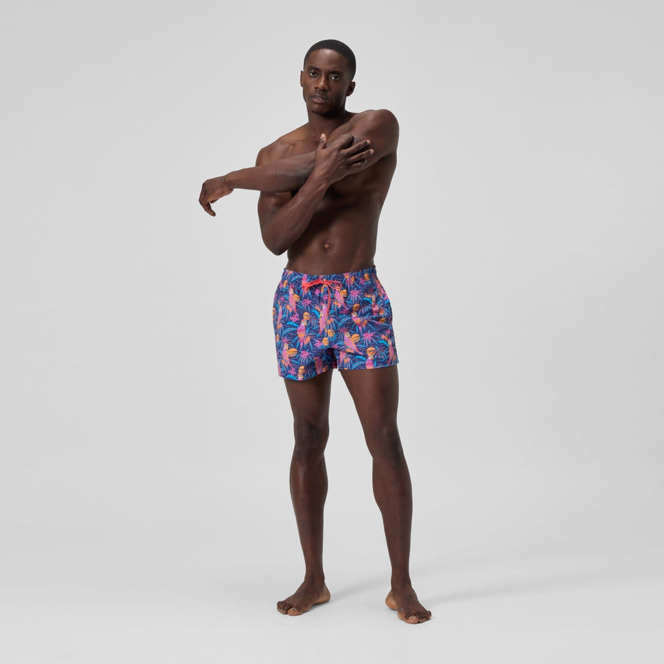 Mens Printed 14'' Redondo Edge Swim Shorts Blue/Pink | Speedo