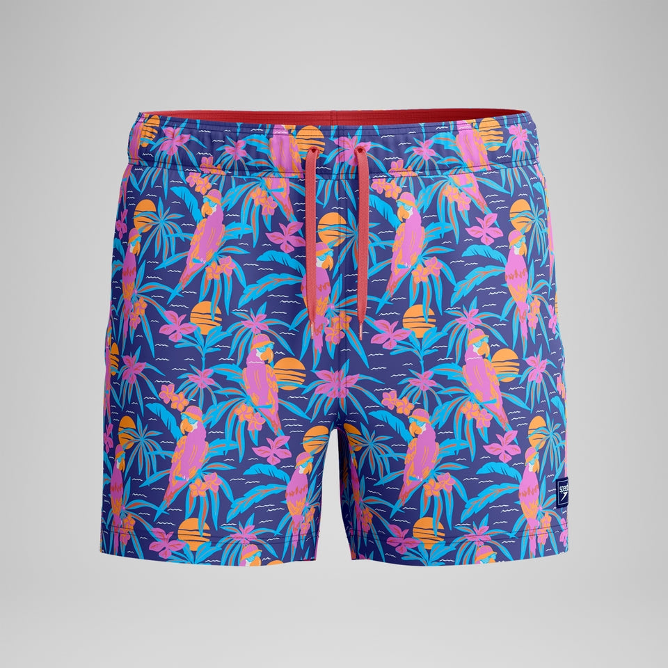 Mens Printed 14'' Redondo Edge Swim Shorts Blue/Pink | Speedo