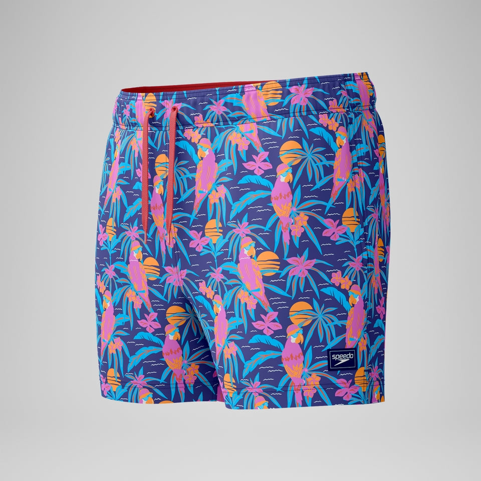 Mens Printed 14'' Redondo Edge Swim Shorts Blue/Pink | Speedo