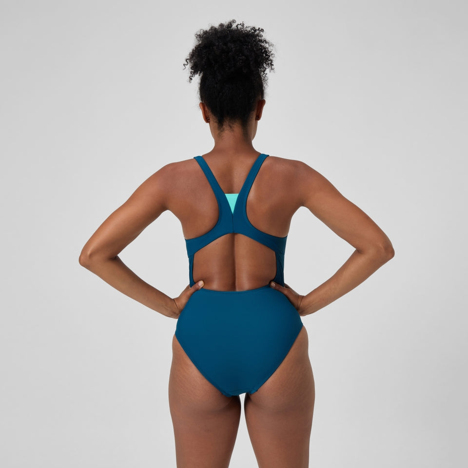 Solid Highneck Swimsuit Dark Teal | Speedo