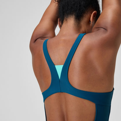 Solid Highneck Swimsuit Dark Teal | Speedo