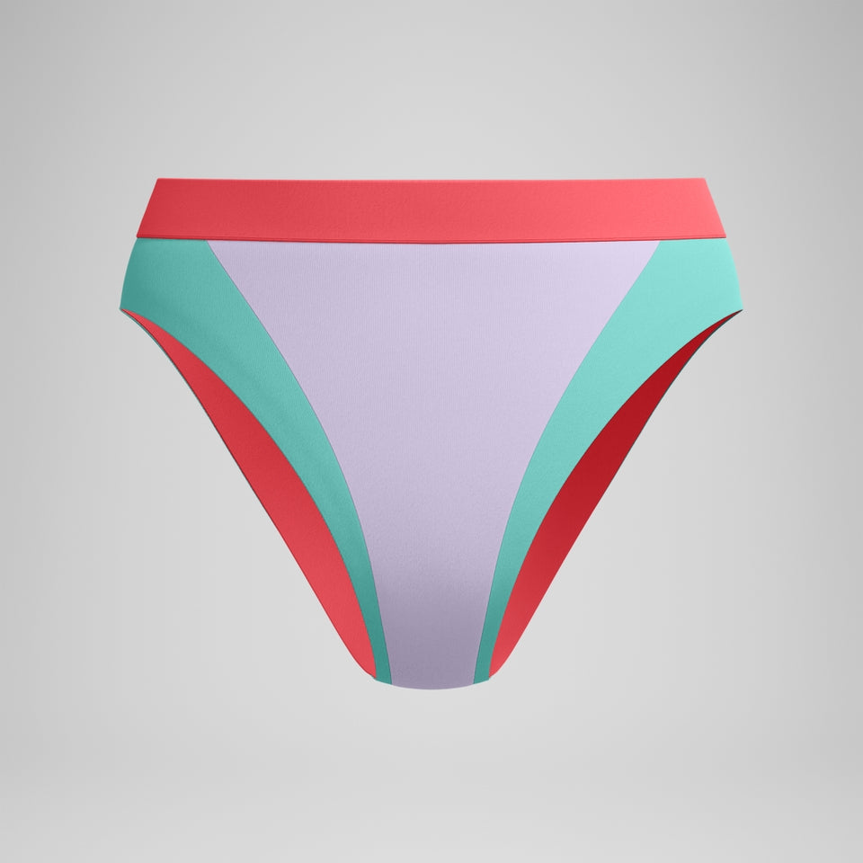FLU3NTE Colourblock Hi Waist Bikini Bottom Lilac/Green | Speedo