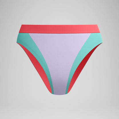 FLU3NTE Colourblock Hi Waist Bikini Bottom Lilac/Green | Speedo
