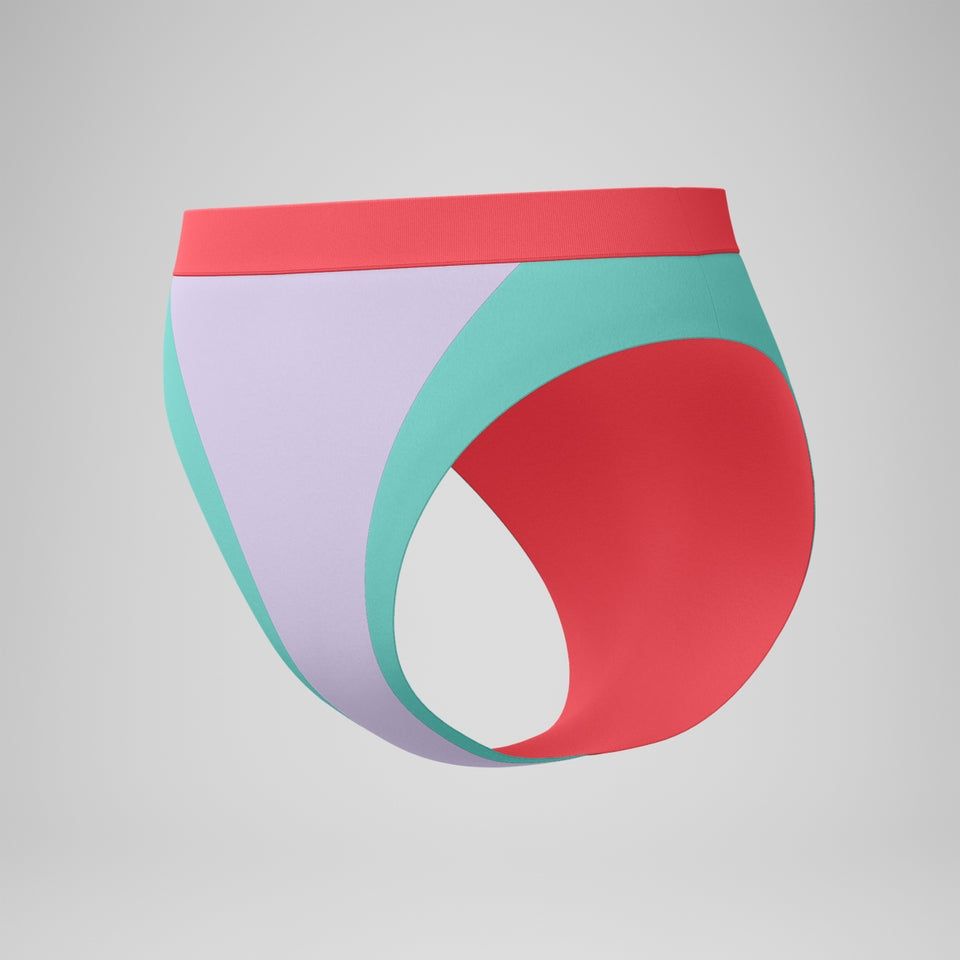 FLU3NTE Colourblock Hi Waist Bikini Bottom Lilac/Green | Speedo