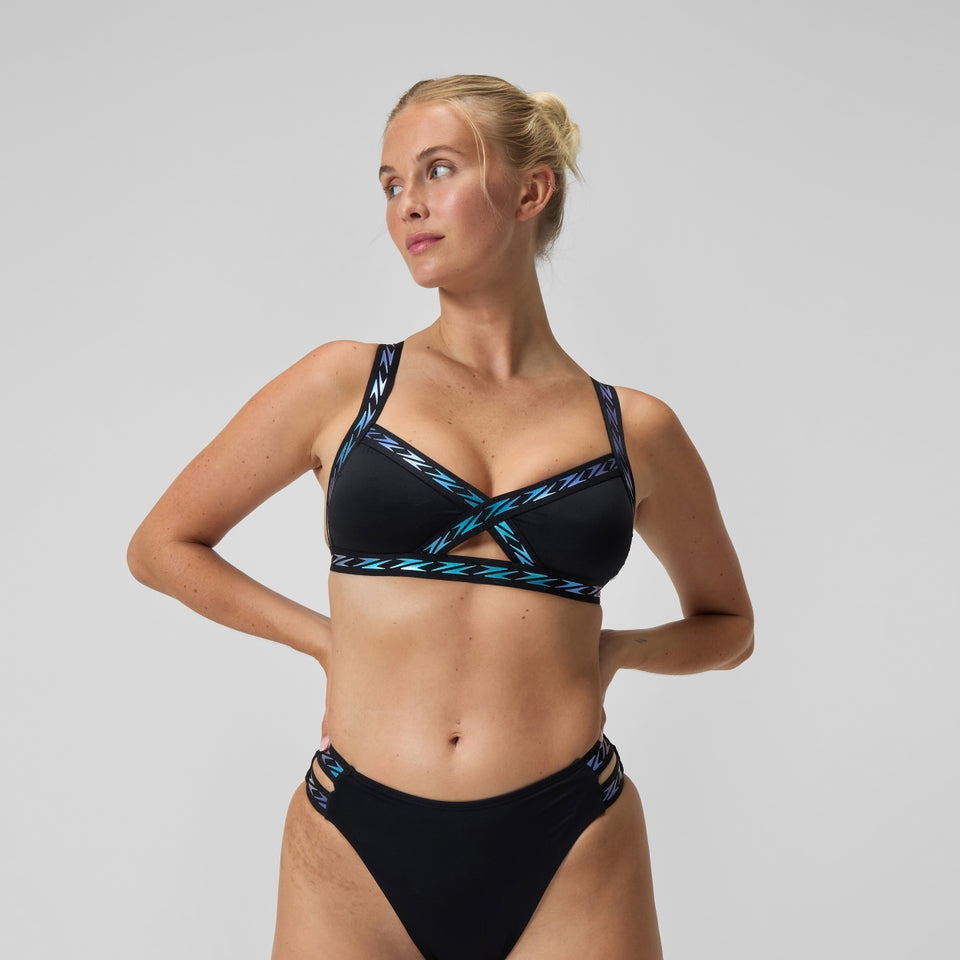 FLU3NTE Logo Elastic Bikini Top Black | Speedo