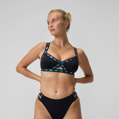 FLU3NTE Logo Elastic Bikini Top Black | Speedo