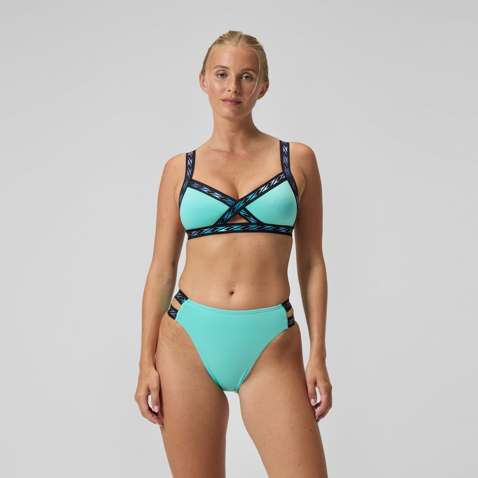 FLU3NTE Logo Elastic Hi Waist Bikini Bottom Turquoise | Speedo