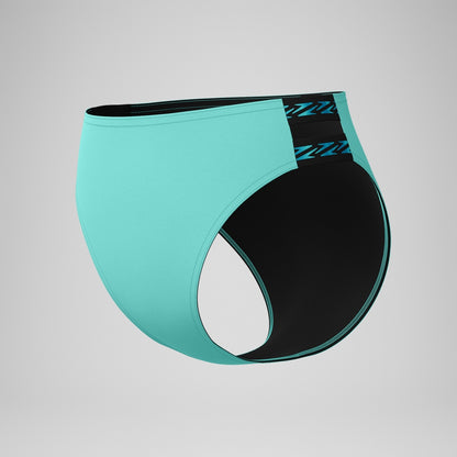 FLU3NTE Logo Elastic Hi Waist Bikini Bottom Turquoise | Speedo