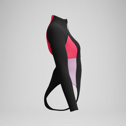 Colourblock Long Sleeve Zip Swimsuit Black/Red | Speedo