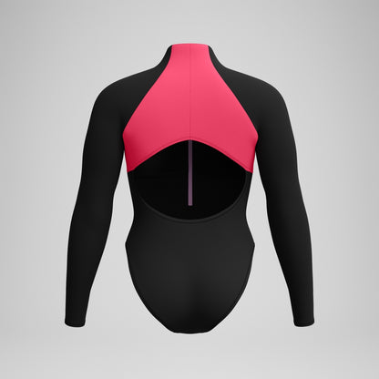 Colourblock Long Sleeve Zip Swimsuit Black/Red | Speedo