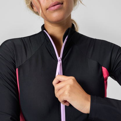 Colourblock Long Sleeve Zip Swimsuit Black/Red | Speedo