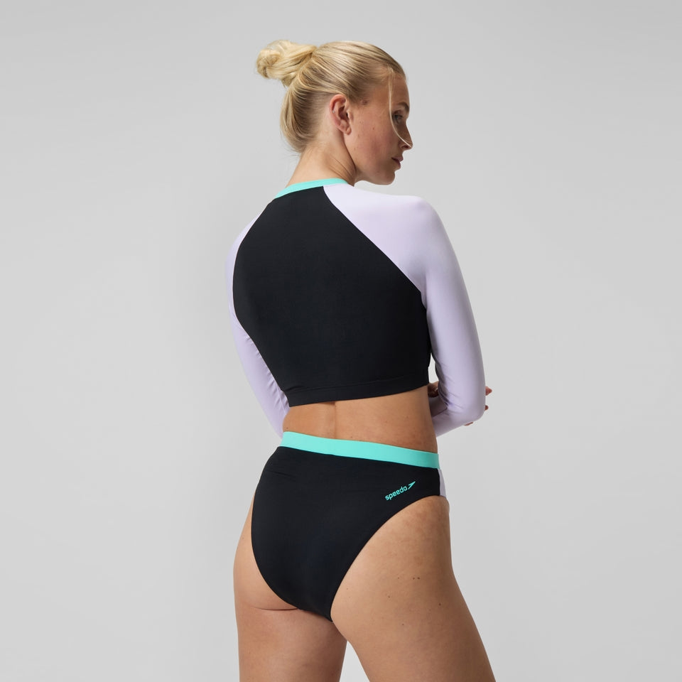 FLU3NTE Colourblock Hi Waist Bikini Bottom Black | Speedo