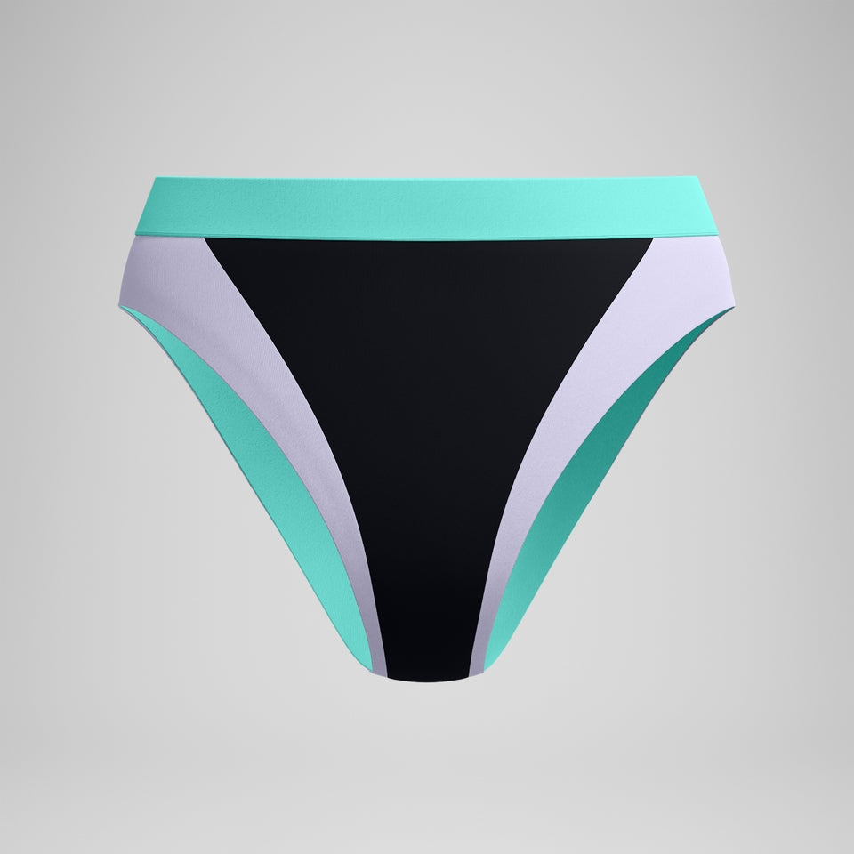 FLU3NTE Colourblock Hi Waist Bikini Bottom Black | Speedo