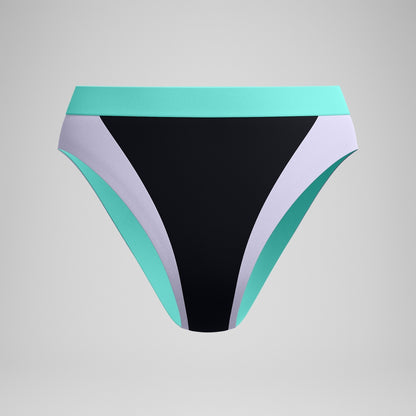FLU3NTE Colourblock Hi Waist Bikini Bottom Black | Speedo